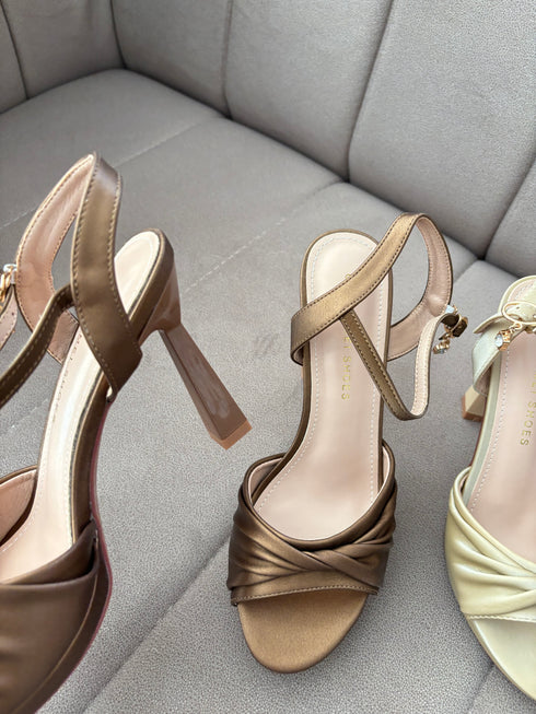 Ladies Twist Straps Open Toe High Heels